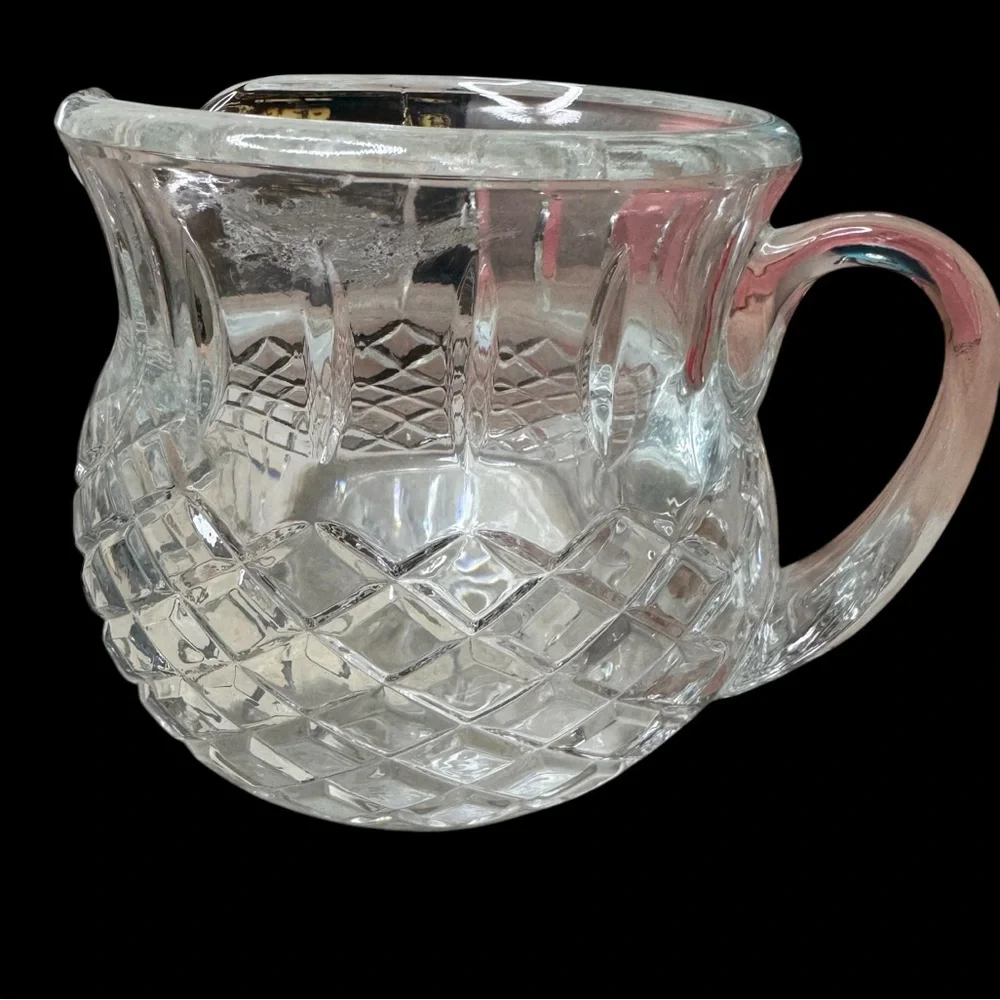 Clear Cut Heavy Glass Mini Pitcher